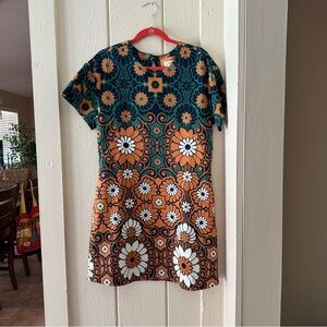 Floral Patterned Dress - Orange and Green